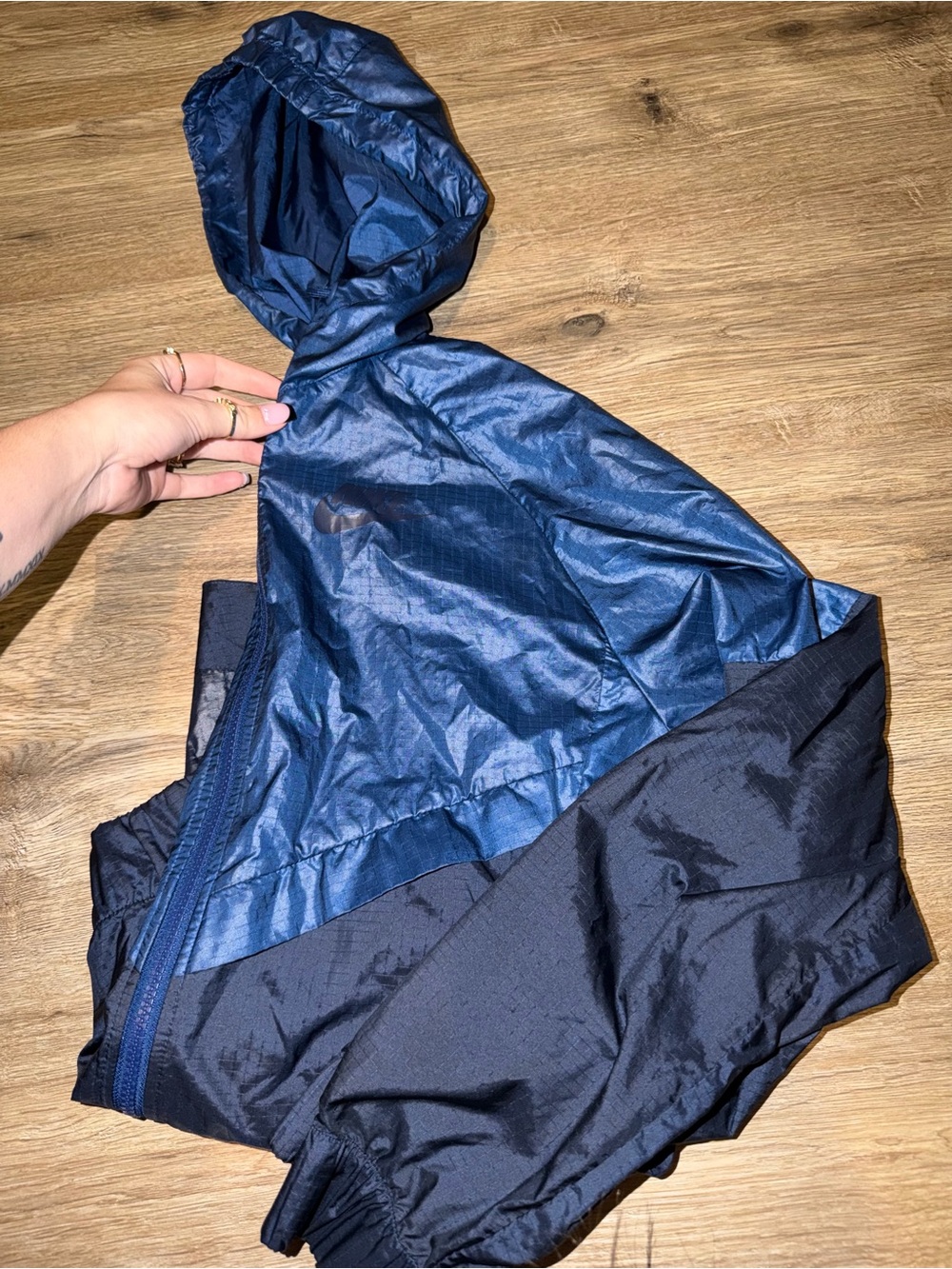 Nike Navy Blue Hooded Windbreaker Jacket